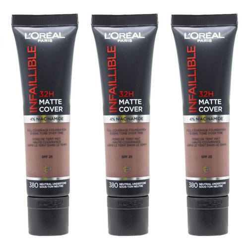 3PK Loreal Paris Infaillible Matte Liquid Foundation 30ml 380 Neutral Undertone