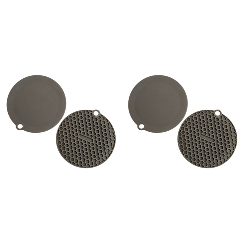 2x 2pc Progressive 14cm Mini Multi Mat Silicone Coaster Set Round Charcoal Grey