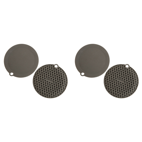 2x 2pc Progressive 14cm Mini Multi Mat Silicone Coaster Set Round Charcoal Grey