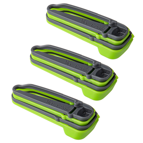 3x 4pc Progressive 12cm Measuring Spooons Set w/ Leveller - Green/Grey