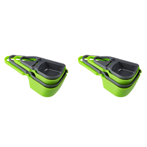 2x 4pc Progressive 19.5cm Measuring Cups Set w/ Leveller - Green/Grey