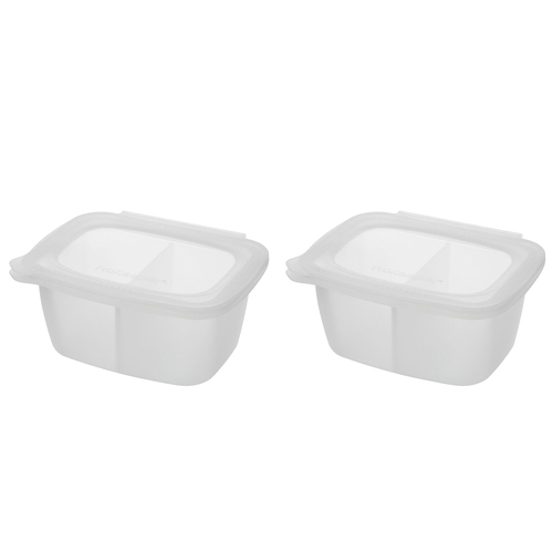 2PK Progressive Softbox Silicone 4-Cup/940ml Divided Container Rectangle - Clear