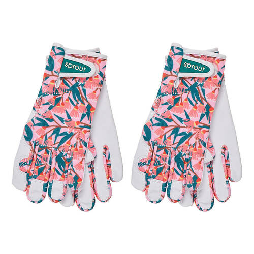 2PK Annabel Trends Sprout Goatskin Leather Gloves One Size Blossom Branches