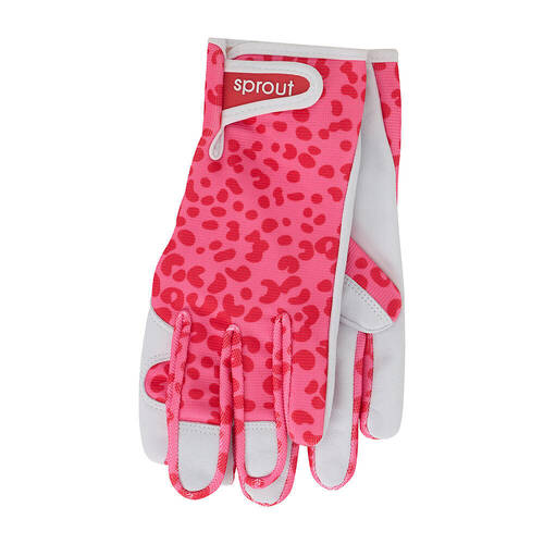 Annabel Trends Sprout Goatskin Leather Gloves One Size Cheetah Spot Pink