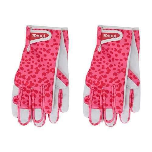 2PK Annabel Trends Sprout Goatskin Leather Gloves One Size Cheetah Spot Pink