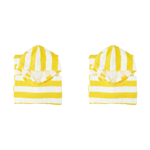 2PK Annabel Trends Beach Poncho 100x82cm Cover Up - Yellow Stripe