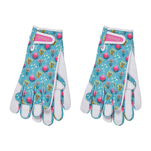 2PK Annabel Trends Sprout Goatskin Leather Garden Gloves One Size Wildflower