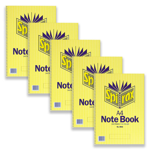 5pc Spirax 595a A4 Spiral Notebook Writing Stationery 240-Pages