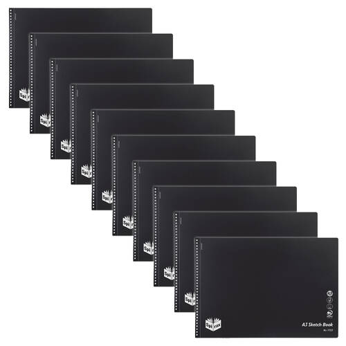 10PK Spirax P533 A3 Sketch Book Twin Wire 40-Pages Black