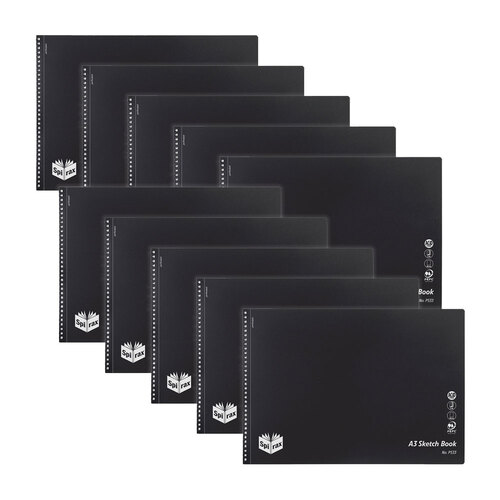 10pc Spirax P533 A3 Sketch Book Twin Wire 40-Pages Black