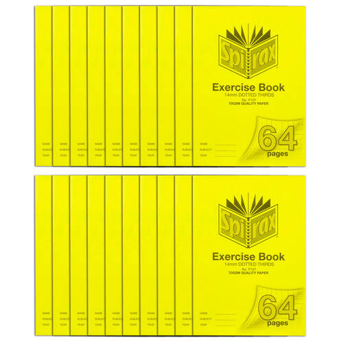 20PK Spirax 14mm Dotted Thirds Exercise Book - 64 Page