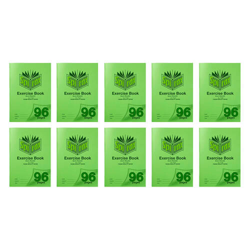 10PK Spirax P108 Exercise Book A4 96 Pages 8mm Ruled Green
