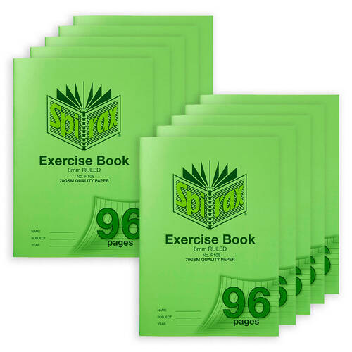 10PK Spirax Exercise Book 8mm Ruled No. P108 70GSM