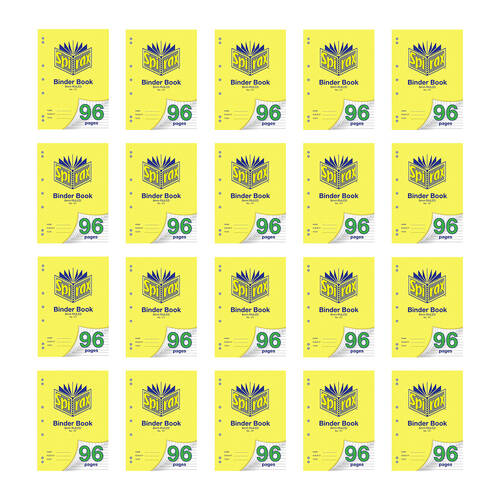 20PK Spirax 121 Binder Book A4 8mm Ruled 96 Pages Yellow