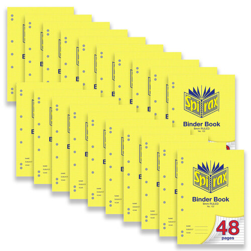 20pc Spirax 122 Binder Book A4 48-Pages 8mm Ruled Notebook - Yellow