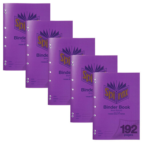 5pc Spirax 128 Binder Book A4 8mm Ruled 192-Pages