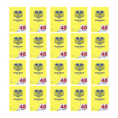 20PK Spirax 130 Graph Book A4 48 Pages 10mm Grid Notebook Yellow