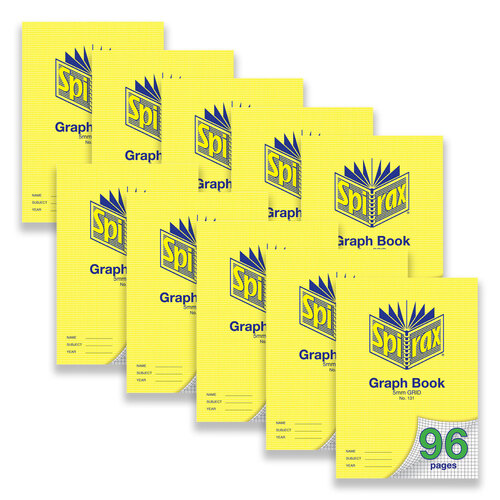 10pc Spirax 131 Graph Book A4 5mm Grid 96-Pages Notebook