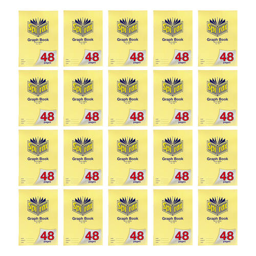 20PK Spirax 132 Graph Book A4 48 Pages 5mm Grid Notebook Yellow