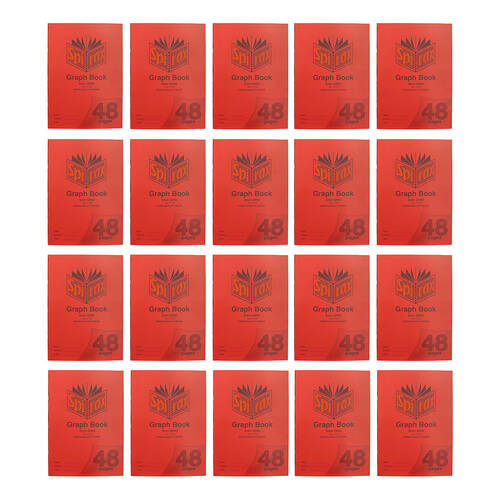 20PK Spirax P132 Protective PP Cover Graph Book A4 5mm Grid 48 Pages Red