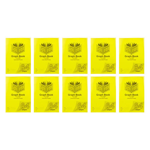 10PK Spirax P133 Protective PP Cover Grid Book A4 5mm 64 Pages Yellow