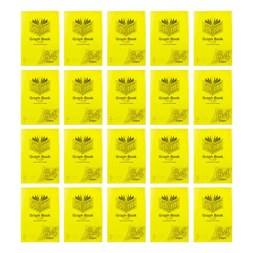 20PK Spirax P133 Protective PP Cover Grid Book A4 5mm 64 Pages Yellow