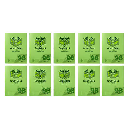10PK Spirax P134 Graph Book A4 Stationery 5mm Grid 96 Pages Green