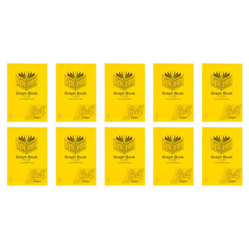 10PK Spirax P136 Protective PP Cover Grid Book A4 8mm Grid 64 Pages Yellow