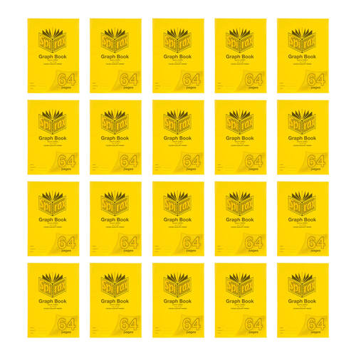 20PK Spirax P136 Protective PP Cover Grid Book A4 8mm Grid 64 Pages Yellow