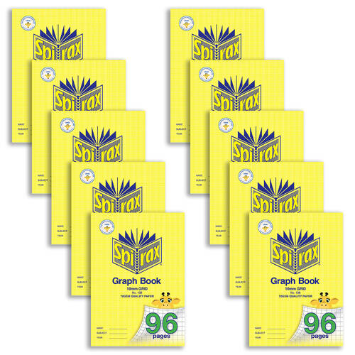 10PK Spirax 138 A4 Graph Book 10mm 96-Pages - Yellow