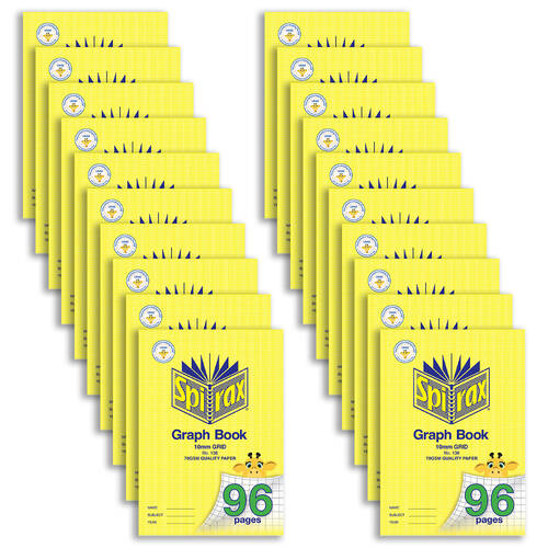 20PK Spirax 138 A4 Graph Book 10mm 96-Pages - Yellow