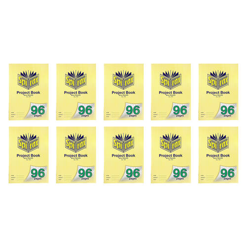 10PK Spirax 144 Project Book A4 96 Pages 8mm Ruled Yellow 