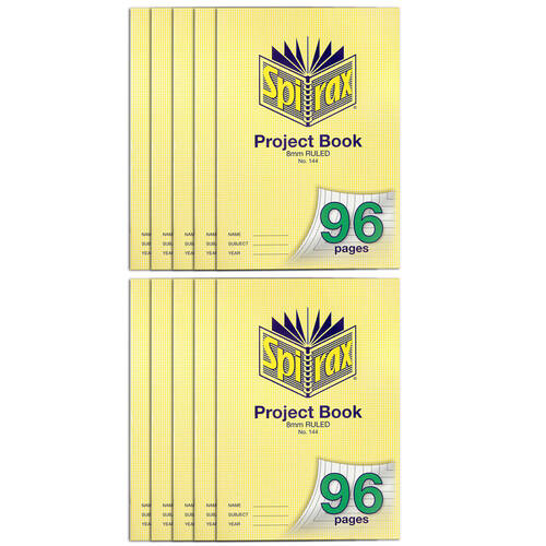 10PK Spirax A4 96 pages 8mm Project Book
