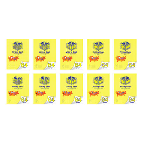 10PK Spirax 161 Writing Book 33.5x24cm 64 Pages 18mm Dotted Thirds Yellow