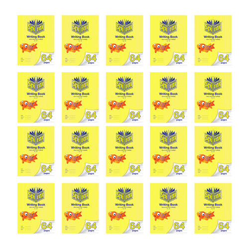 20PK Spirax 161 Writing Book 33.5x24cm 64 Pages 18mm Dotted Thirds Yellow