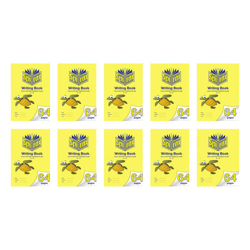 10PK Spirax 163 Writing Book 33.5x24cm 64 Pages 24mm Dotted Thirds Yellow
