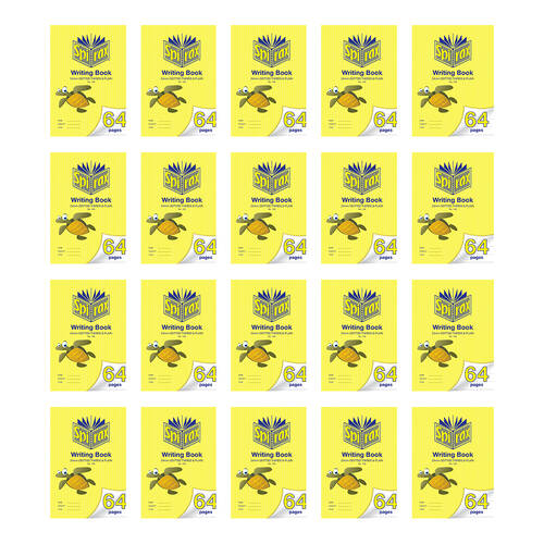 20PK Spirax 163 Writing Book 33.5x24cm 64 Pages 24mm Dotted Thirds Yellow