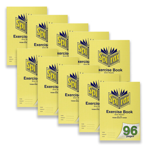 10pc Spirax 192 Exercise Book 225x175 8mm Ruled 96-Pages 70GSM Paper