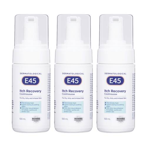 3PK E45 Itch Recovery Coolmousse Quick Cooling Relieve Dry/Irritated Skin 100ml