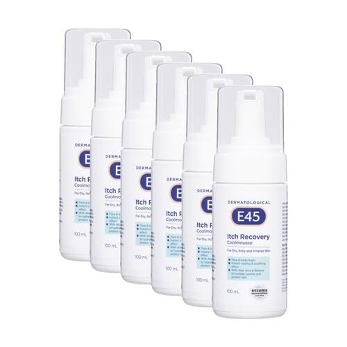 6PK E45 Itch Recovery Coolmousse Quick Cooling Relieve Dry/Irritated Skin 100ml