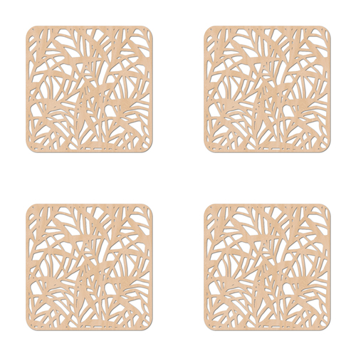 4PK Nord Deco Wooden Coaster Kitchen Decor 10x10cm - Bamboo