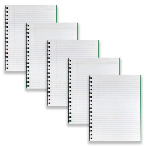 5pc Spirax 511 Hard Cover Notebook Twin Wire 200-Pages Green