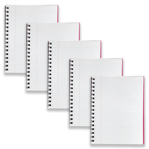5pc Spirax 511 Hard Cover Notebook Twin Wire 200-Pages Pink