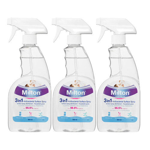 3PK Milton Antibacterial  3 in 1 500ml Surface Spray
