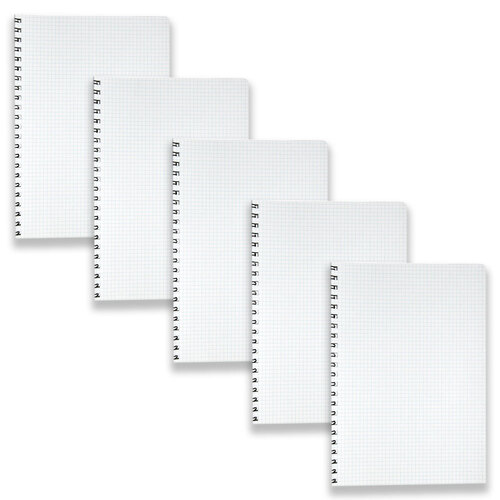 5pc Spirax P595g A4 Spiral Grid Book Writing Notebook 200-Pages Black