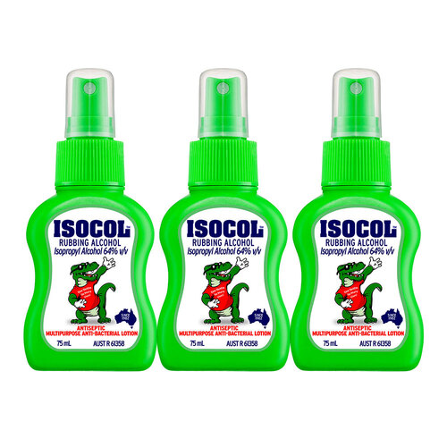 3PK Isocol Multipurpose Antiseptic Rubbing Alcohol Spray 75ml