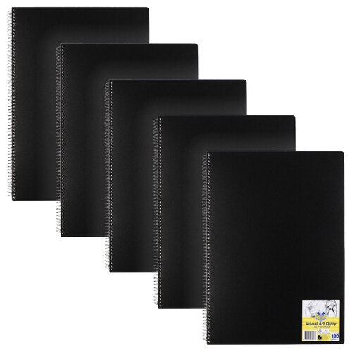 5pc Spirax P703 A3 Visual Art Spiral Diary 120-Pages Black