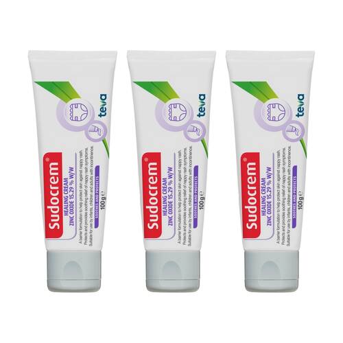 3PK Sudocrem Healing Cream Soothe & Protect Baby Nappy Rash/Skin Irritation 100g