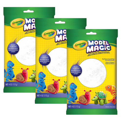 3PK Crayola Kids/Childrens Creative Model Magic Squishy Modeling Material 113gms White 36m+