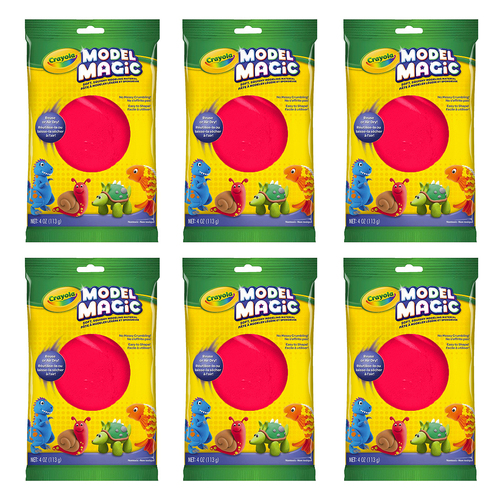 6PK Crayola Kids/Childrens Creative Model Magic Squishy Modeling Material 113gms Red 36m+